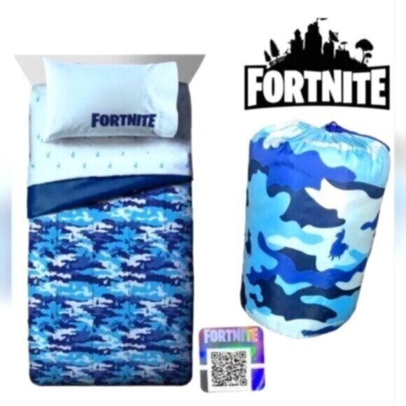 FORTNITE Loot  Llama Blue White CAMO   Bed IN Bag Comforter Set - Picture 1 of 12